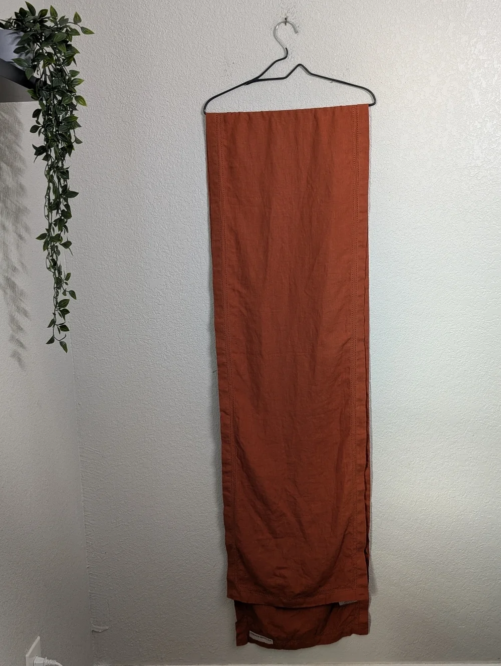 Williams Sonoma 100% Linen Terracotta Table Runner *16in x 108 in* Rustic Luxury
